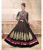 black net semi stitched digital print party wear gowns