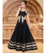 black net semi stitched digital print party wear gowns