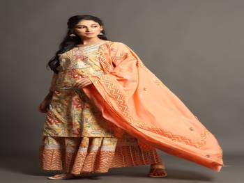Light-yellow embroidered cotton cotton-kurtis 2