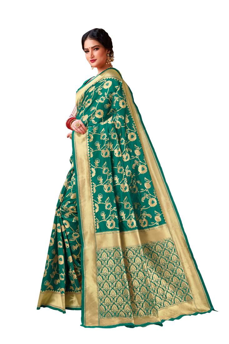 Rama woven art silk saree saree with blouse