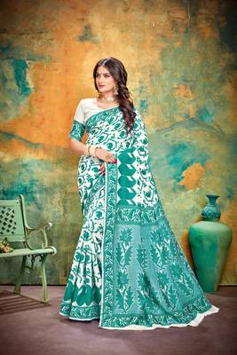 Rama RICH art silk saree AND HEAVY RICH PALLU WITH BLOUSE 1
