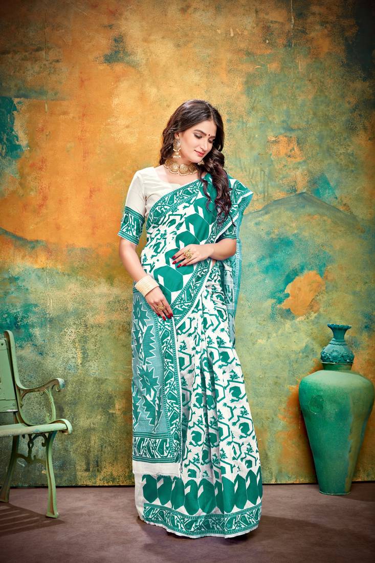 Rama RICH art silk saree AND HEAVY RICH PALLU WITH BLOUSE