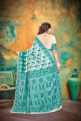Rama RICH art silk saree AND HEAVY RICH PALLU WITH BLOUSE 3