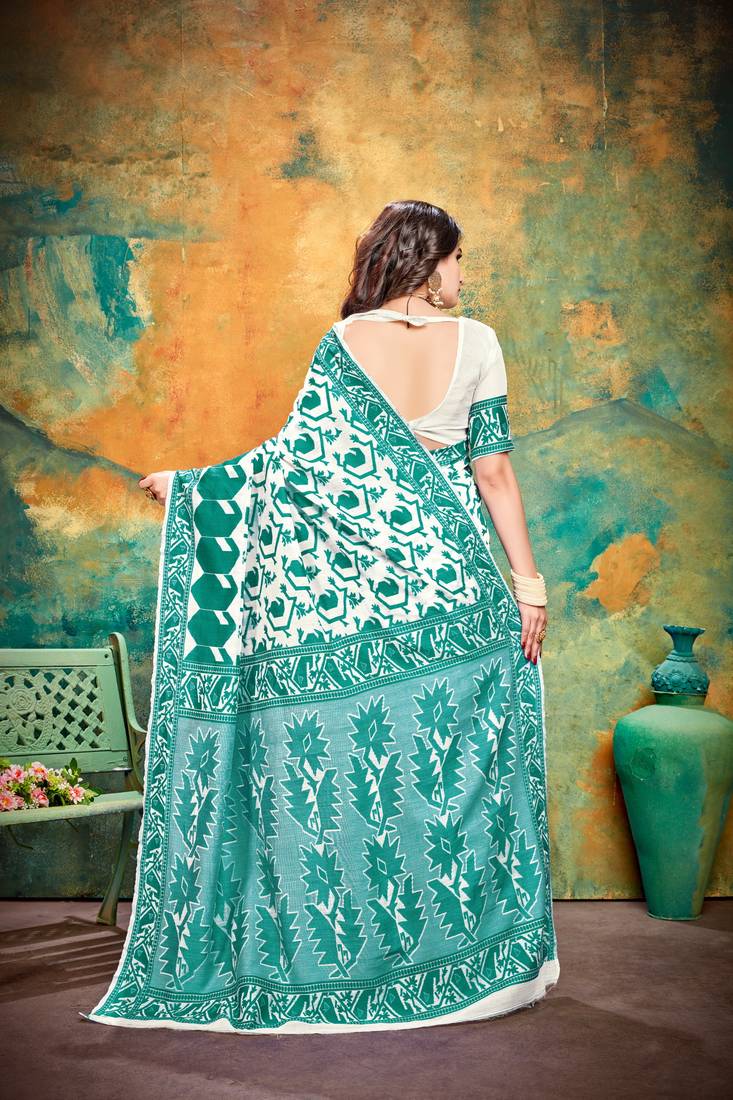 Rama RICH art silk saree AND HEAVY RICH PALLU WITH BLOUSE