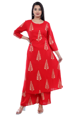 Red Kurti Plazoo Gown 1
