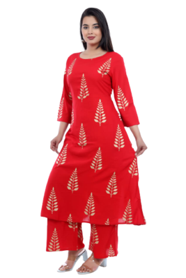 Red Kurti Plazoo Gown 2