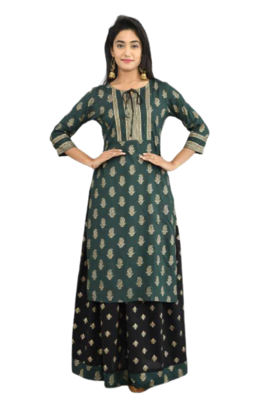  Green Kurti & Skirt 1