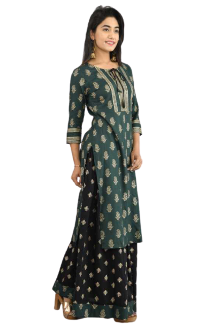  Green Kurti & Skirt