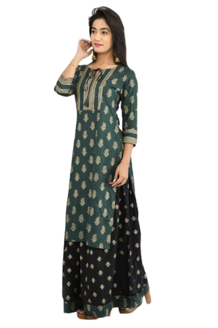  Green Kurti & Skirt