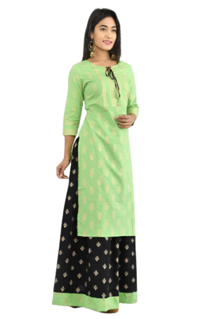  Light Green Kurti & Skirt