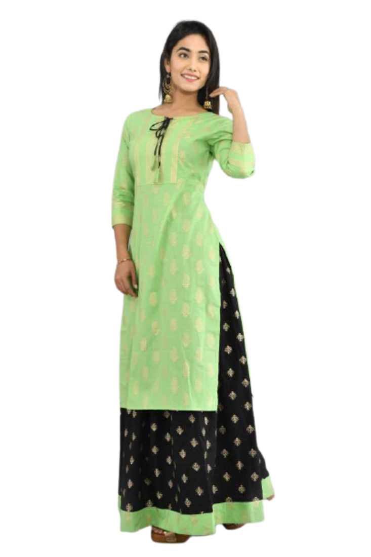  Light Green Kurti & Skirt