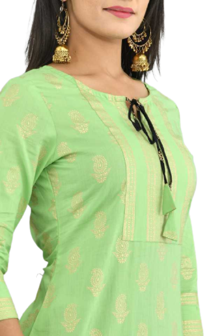  Light Green Kurti & Skirt