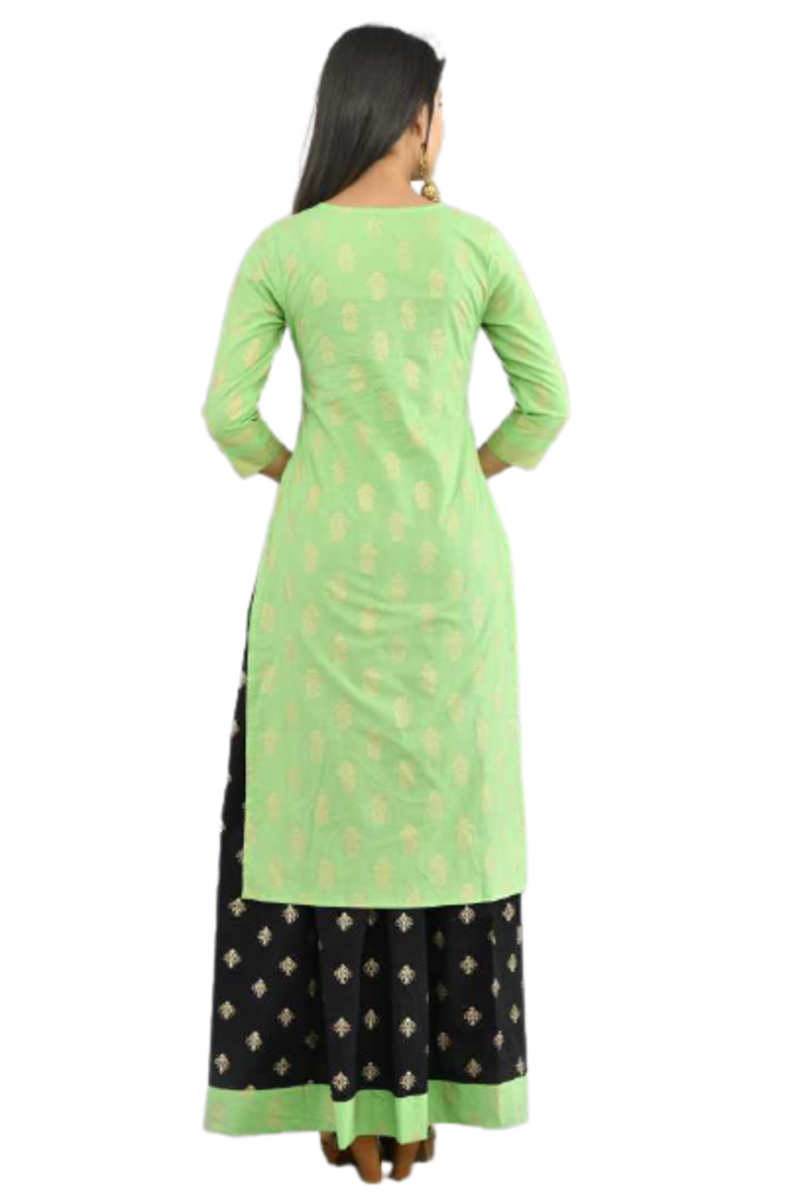  Light Green Kurti & Skirt