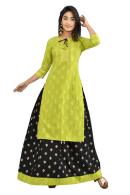  Lime Green Kurti & Skirt 2