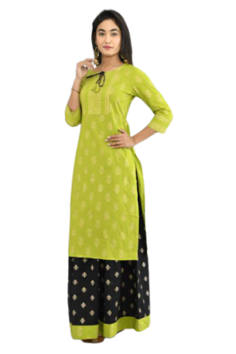  Lime Green Kurti & Skirt 4