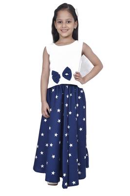 Blue start printed lehenga choli with bow 1
