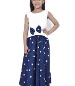 Blue start printed lehenga choli with bow