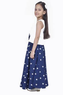 Blue start printed lehenga choli with bow 2