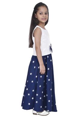 Blue start printed lehenga choli with bow 3