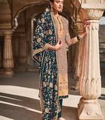 Beige Faux Georgette Embroidered Shtraight style Kameez Pant  and Full embroidered Dupatta