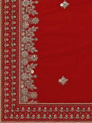 Red Heavy Bridal Semi-Stitched 9000 Velvet Lehenga & Unstitched Blouse With Dupatta 5