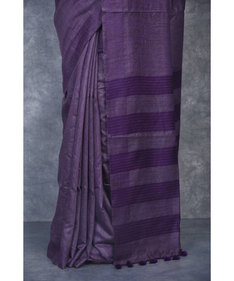 purple silk hand woven handloom saree with blouse