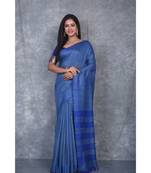 blue silk hand woven handloom saree with blouse