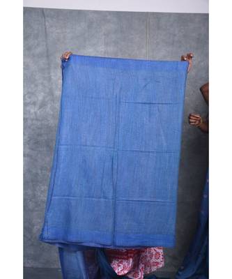 blue silk hand woven handloom saree with blouse 5