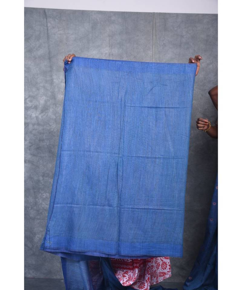 blue silk hand woven handloom saree with blouse