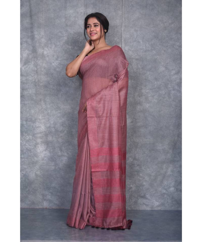 burgundy silk hand woven handloom saree with blouse