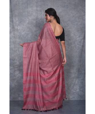 burgundy silk hand woven handloom saree with blouse 3