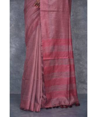 burgundy silk hand woven handloom saree with blouse 4