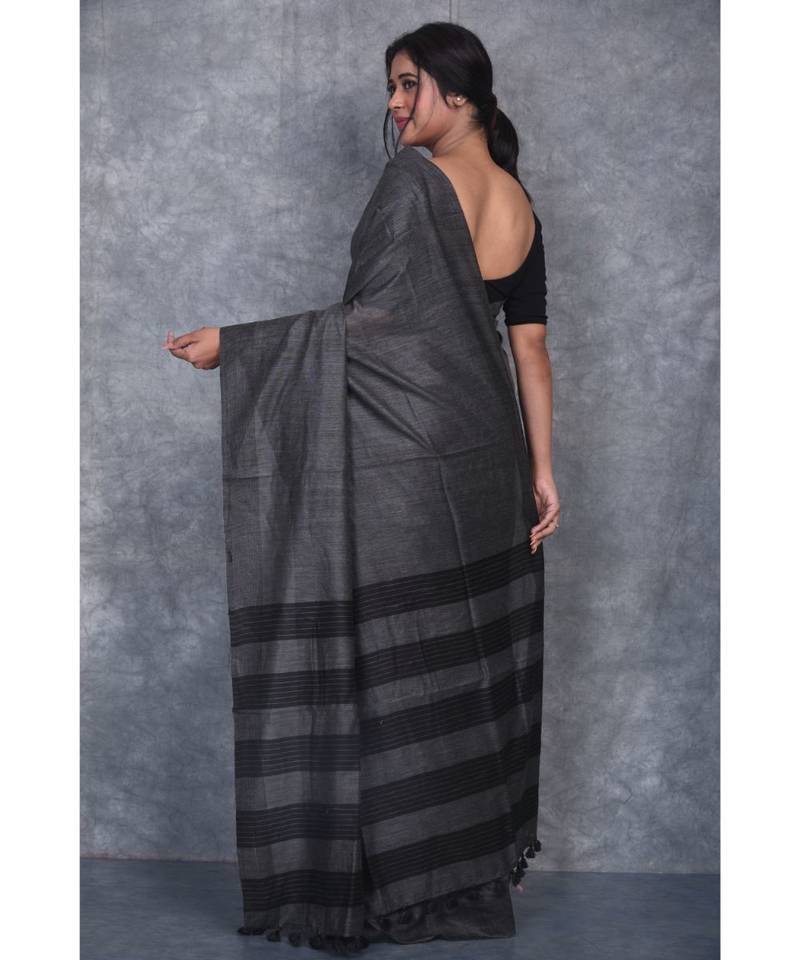 black silk hand woven handloom saree with blouse