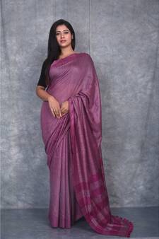 magenta silk hand woven handloom saree with blouse