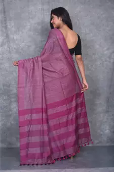 magenta silk hand woven handloom saree with blouse
