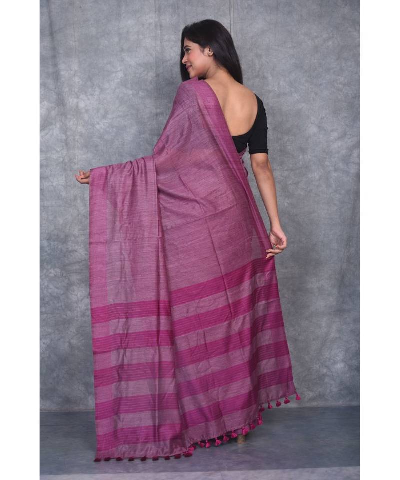 magenta silk hand woven handloom saree with blouse