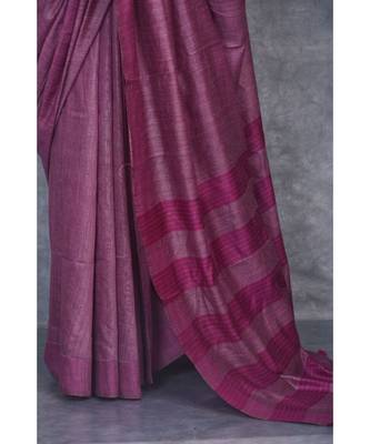 magenta silk hand woven handloom saree with blouse 4