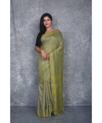 lime silk hand woven handloom saree with blouse 1