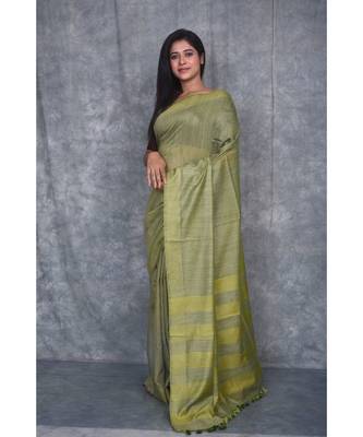 lime silk hand woven handloom saree with blouse 2