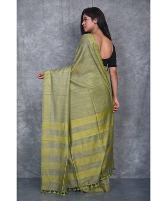 lime silk hand woven handloom saree with blouse 3