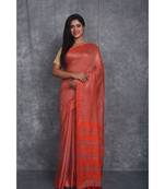 copper silk hand woven handloom saree with blouse