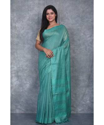 teal silk hand woven handloom saree with blouse 1
