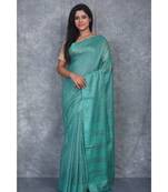 teal silk hand woven handloom saree with blouse