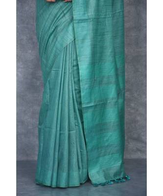 teal silk hand woven handloom saree with blouse 4