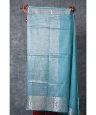 turquoise silk hand woven handloom saree with blouse 5