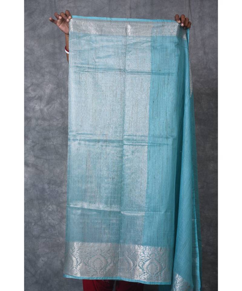 turquoise silk hand woven handloom saree with blouse