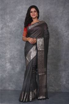 black silk hand woven handloom saree with blouse