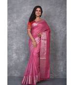 mauve silk hand woven handloom saree with blouse