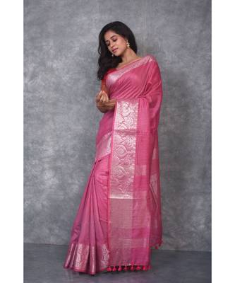 mauve silk hand woven handloom saree with blouse 2