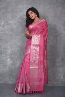mauve silk hand woven handloom saree with blouse